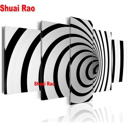 5d diy diamond embroidery Black White hole Multi-pictures, full square round drill diamond painting Abstract mosaic kit wall art