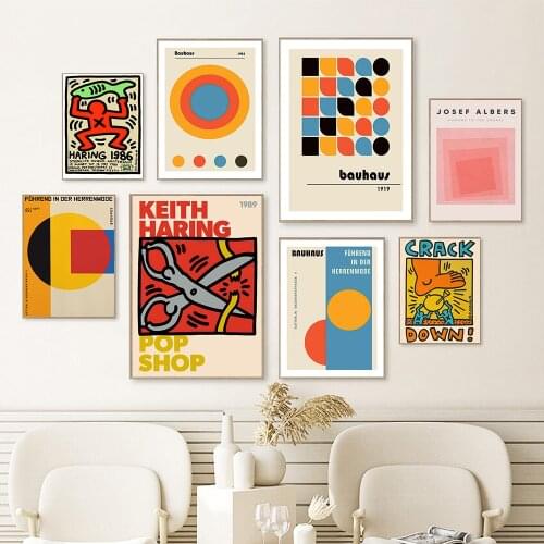 Bauhaus Exhibition Posters And Prints Abstract Keith Geometry Wall Art Canvas Painting Nordic Picture For Living Room Wall Decor
