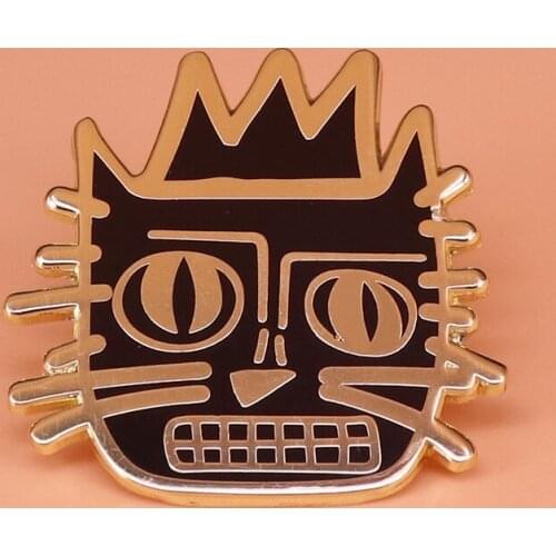 Basquiat cat lapel pin popular graffiti artist flair accessory