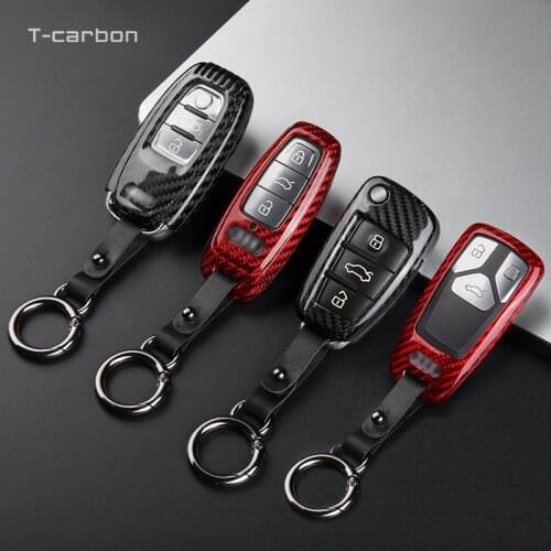Carbon Fiber Key Case Cover For Audi A1 A3 8P 8V 8L A4 A4L B6 B7 B8 A5 8T A6 C5 C6 C7 A7 4G A8 4E D3 D4 8N 8J Q5 Q7 TT S3 4 6 8