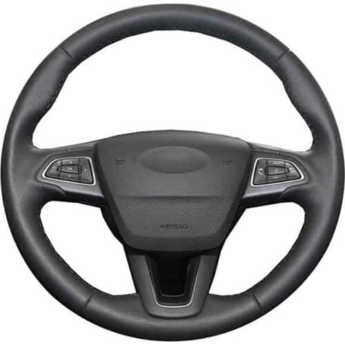 DIY Car Steering Wheel Cover For Ford Focus 3 Kuga Escape C-MAX Ecosport Leather Braid Cover For Steering Wheel Car Accessories