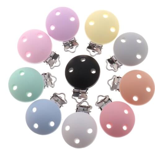 Fkisbox 2pc Silicone Round Pacifier Clip Baby Teether & Plastic Teething Necklace Accessories Nipple Clasps Toy DIY Koala Mouse