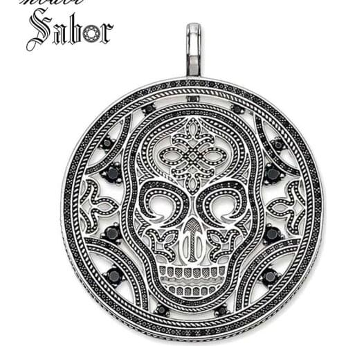 Pendant Skull Black Clear Zirconia silver color To Women & Men Classic Gift Skull Pendant Fit Link Necklace thomas