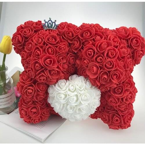 HOT Valentines Day Gift 25cm Rose Teddy Bear toys PE Rose Flowers Artificial Decoration Christmas Gifts wedding party decor
