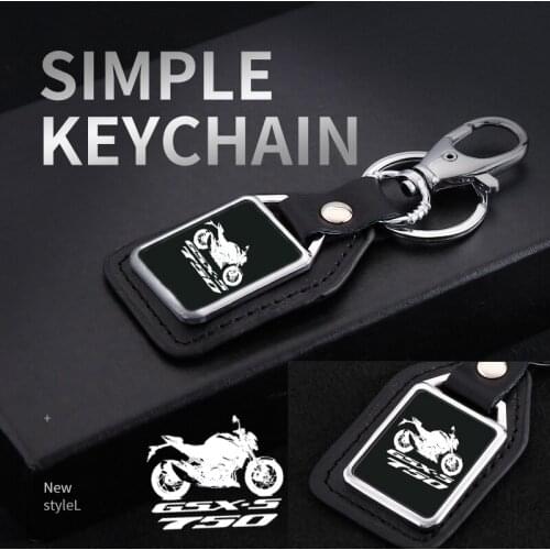 Metal leather keychain keyring mirror custom engraved logo for Suzuki GSXS 750 GSXS750 GSX S 750 GSX S750 motorcycle Accessories