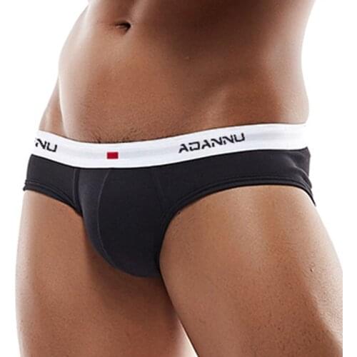 ADANNU Low Waist Underwear Men Briefs Cotton U Convex Comfortable Underpants Breathable Cueca Tanga