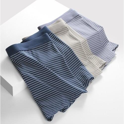 Men Underwear Stripe Boxer Shorts Fashion Men Boxer Panties Soft Comfortable Modal Male Plus Size Boxer Shorts