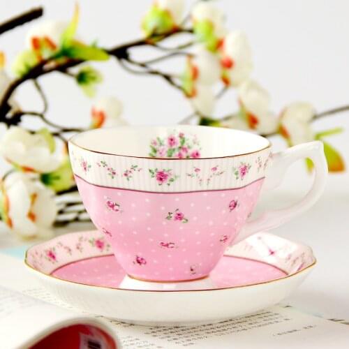 Ceramic Coffee Cup and Saucer Set Lovely Pink British Afternoon Tea Tea Set European Black Tea Cup Porcelein Coffee Cup