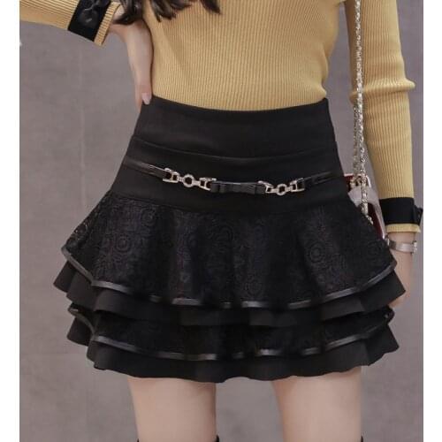2020 new Korean lace short skirt pleated skirt female spring wild skirt skirt high waist pettiskirt DQ968