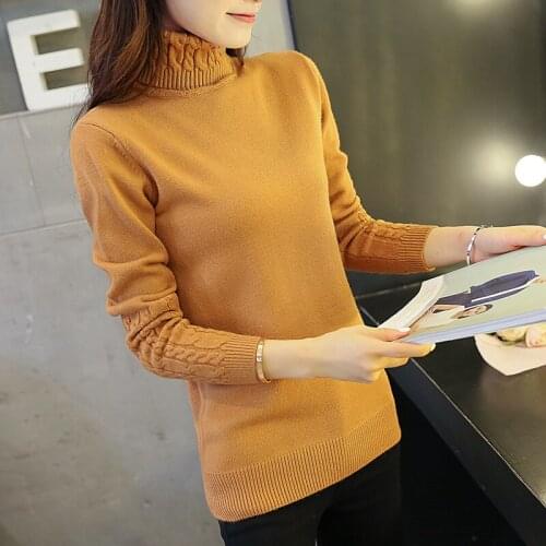New winter dress Korean all-match thick solid turtleneck sweater hedging twist sweater female head