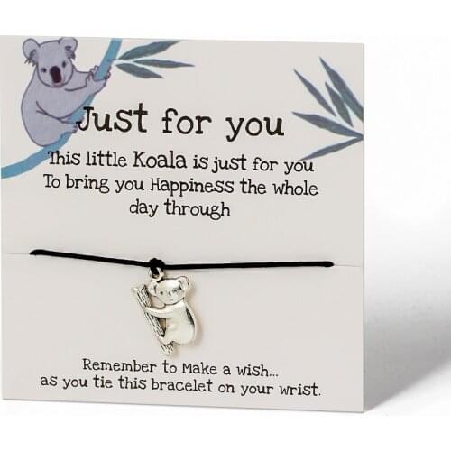 Wish Card Handmade Rope Chain Make a Wish Bracelets Australia Cute Koala Women Men Kids Bracelets Christmas Gifts