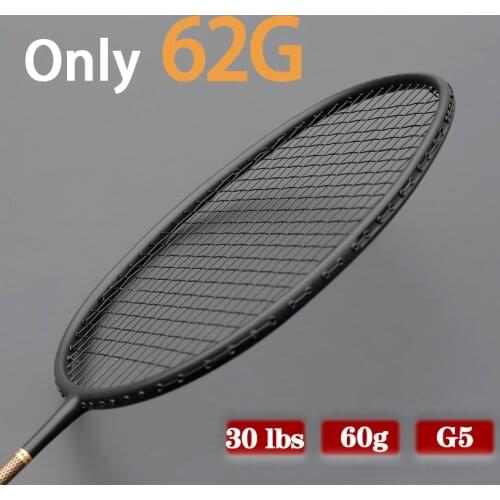 Professional Light Weight Only 62G 8U G5 Carbon Fiber Strung Badminton Rackets With Bag Training Racquet Sport For Adult
