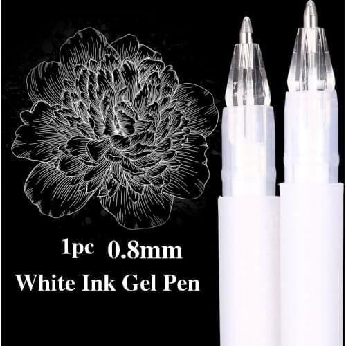 0.8MM White Ink Gel Pen Artist Archival Fine Tip Drawing Painting Sketching Tool Pens Signature Pen School Office Stationery