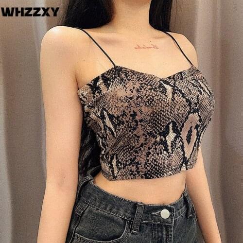WHZZXY Snake Print Sexy Top Women Slim Crop Top Street Nightclub Fashion Tank Top