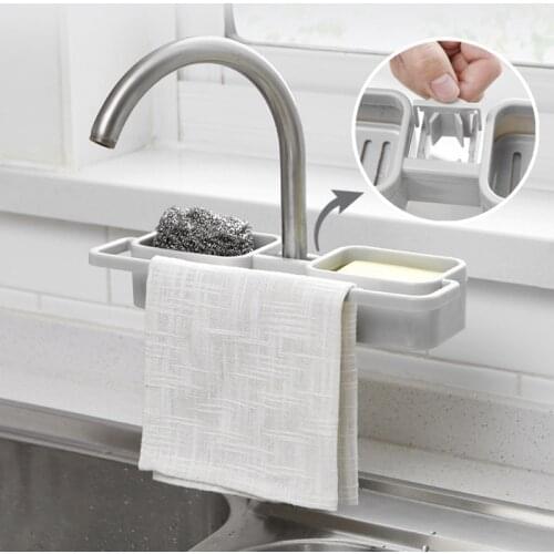 Faucet Drain Storage Rack Kitchen Sink Dish Cloth Sponge Holder Rack Bathroom Towel Soap Storage Box Shelf