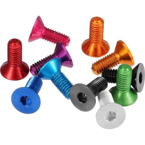 Suleve M3AH4 10pcs M3x8mm Countersunk Hex Socket Screw 7075 Aluminum Alloy Flat Head Metric Screw