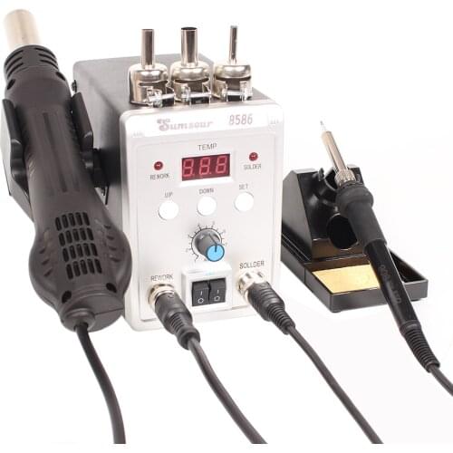 8586 Hot Air Gun Welding Station 2 In 1 Digital Display Temperature Adjustable Electric Soldering Iron Welding Repair Tool Kit