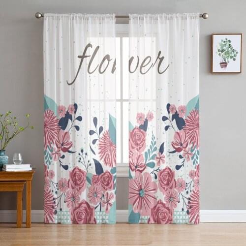 Tulle Curtains Chrysanthemum Rose Spots Boys And Girls Bedroom Sheer Hanging Curtain Living Room Kitchen Gauze Curtain