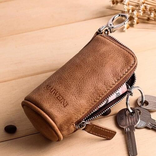 Genuine Leather Smart Men Women Car Key Wallet Multifunction Keys Organizer Coin Purse Bag Small Housekeeper Key Holder Keychain