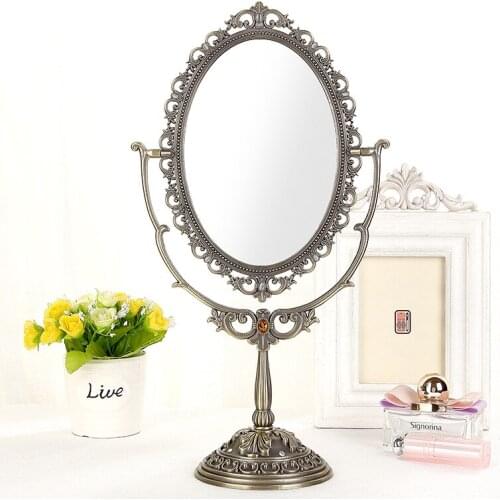 Rotary Desktop Makeup Mirror Princess Double-sided dresser Mirror Table-top European Folding Mirror Table Dressing Mirror 1408