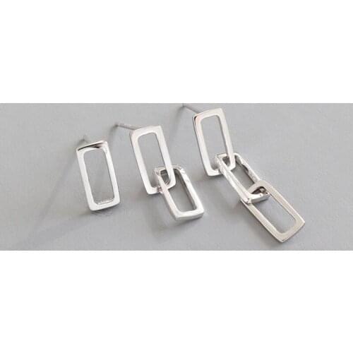 Fashion Simple Stud earring for women Delicate Square sterling silver 925 jewelry boucle d'oreille femme 2019 серьги