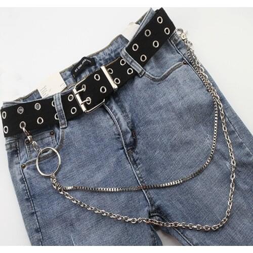 2019 new womens fashion double hole punk canvas belt extension chic ladies decorative woven waistbelt unisex wild jeans belt