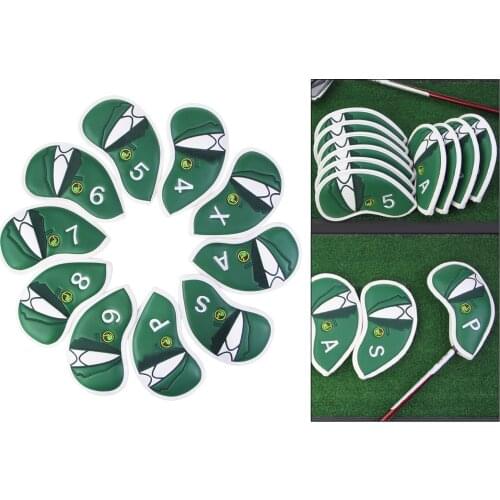 10 Pieces (4,5,6,7,8,9,A,S,P,X) Waterproof Pu Leather Headcover Head Covers Set with Sticker for All Irons Clubs