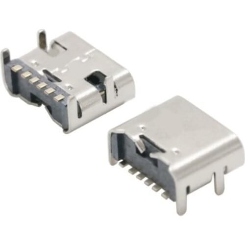 10 PCS USB 3.1 Type C 6Pin Female SMT Socket Connector For PCB Design DIY High Current Charging