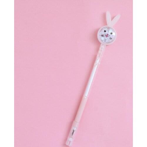 12 PCs Cartoon Creative Rabbit Eared Sequined Gel Pens Set Girls Heart Signature Pen Cute Student Exam Writing Pen Wholesale