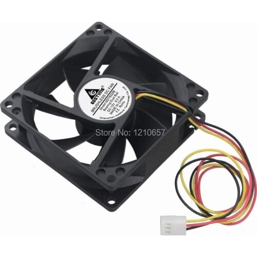 50 Pieces lot 8025B DC 12V 3Pin 80mm 80x80x25mm 8cm PC CPU Dual Ball Computer Black Case Cooling Fan