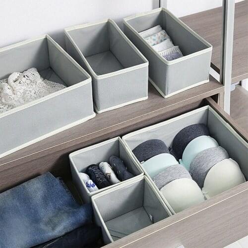 6pcs/set Foldable Storage Box Underwear Organizer Socks Scarfs Bra Drawer Wardrobe Closet Organizer Storage Box