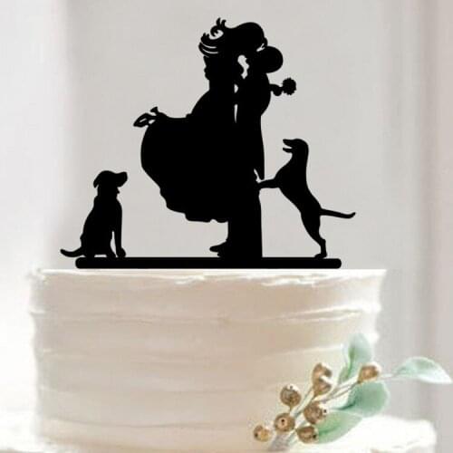 Acylic Mr Mrs Wedding Cake Topper Wedding Cake Decoration sihouette Cake Toppers- Wedding Cake Topper Dog
