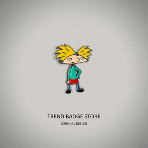 Game Cartoon Character Arnold Yellow Hair Boy Brooch Fashion Character Badge Jewelry Pins Metal For Backpack