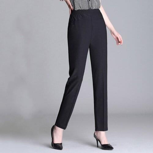 Mom Pants Middle Aged Womens Spring Summer Pants Loose Elastic Casual Straight Pants Large Size Trousers Pantalon Femme