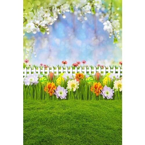MEHOFOTO photography backdrop Easter egg spring wood fence green grass sky background nature photocall photo studio shoot prop