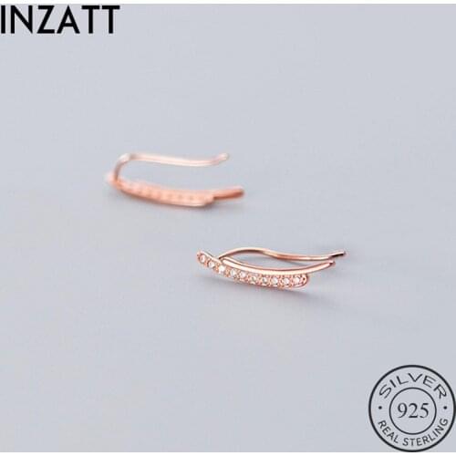 INZATT Real 925 Sterling Silver Zircon Hoop Earrings For Fashion Women Party OL Fine Jewelry Minimalist Accessories Gift