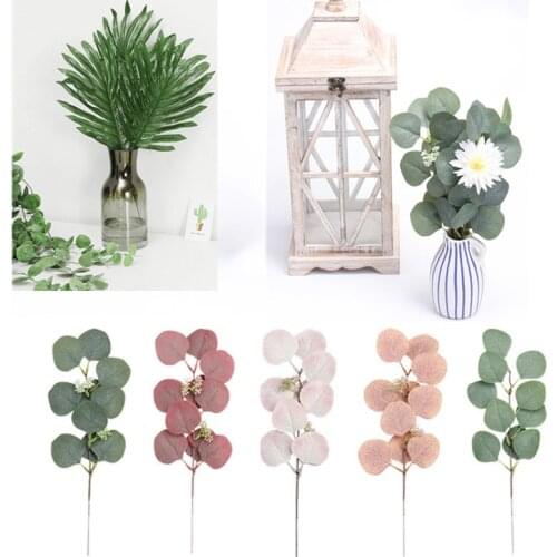 Artificial Palm Leaves Eucalyptus Leaves DIY Wedding Decoration Green Plant Photo props Party decoration Home decoration
