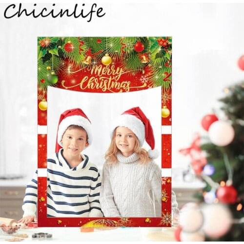 Chicinlife 1Pcs Merry Christmas Photo Booth Props Frame Adult Kids Favors Home New Year Eve Xmas Party Photobooth Props Supplies