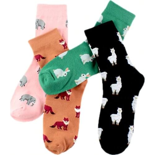 Sheep Fox Rabbit Elephant Socks Women Set Spring Autumn Winter Cotton Fashion Casual New Style Trend Socks For Ladies