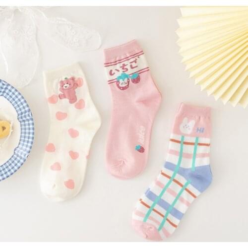 Japanese Cartoon Short Sock Cute Kawaii Womens Socks Cotton Print Sweet Sock Harajuku Vintage Streetwear for Women Gifts