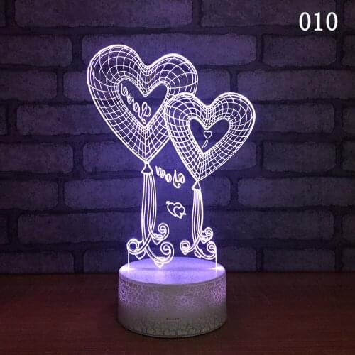 Creative Love Balloon 3d Led Night Lamp Seven-color Explosive Crack Atmosphere 3d Light Valentines Day Gift Kids Lamp