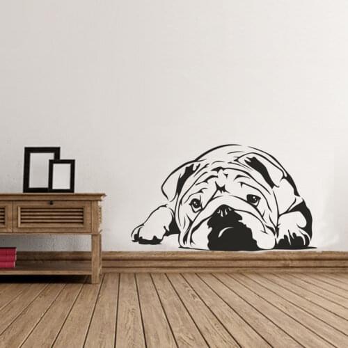 Lazy Bulldog Wall Decoration Stickers Cut Dog Wall Decal Home Decor Living Room Art Sticker Wallpaper adesivo de parede ZB341A