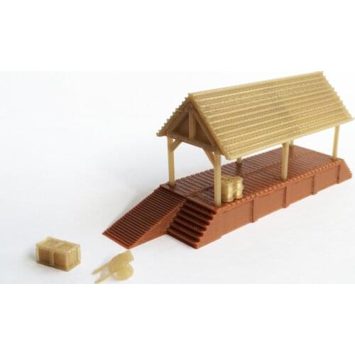 Outland Models Wood Style Loading Dock w Shed N Scale 1:160 Train Railway Layout