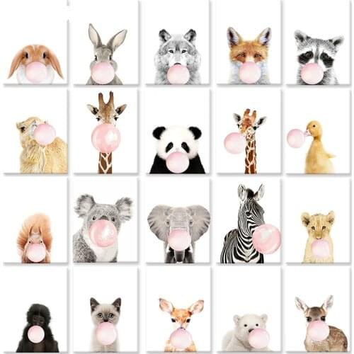 5D DIY Poured Glue Diamond Painting Kits Scalloped Edge Animals Blowing Bubbles Full Round With AB Drill Decor Handcraft Gift