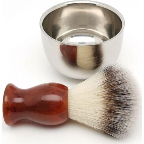 TEYO Man Synthetic Shaving Brush and Shaving Cup Set Perfect for Wet Shave Double Edge Razor Safety Razor