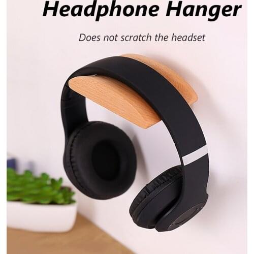 High Quality Beech Wood + Alloy Earphone Hanger Solid Beech Wood Earphone Wall Mount Bracket With Earphone Glue