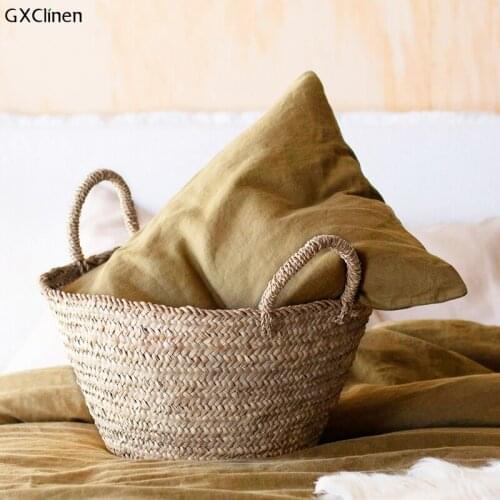 100% Natural Linen Pillow Cover Solid Color Decorative Throw Cushion Cover Modern Yarn Dyed Flax 50x50 Pillowcase For Cafe Sofa