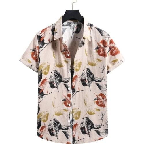 2021 summer new mens lapel short-sleeved flower retro shirt button beach shirt mens fashion clothing trends korean shirts