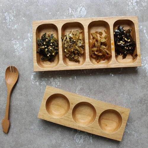 New Arrival Small Wooden Dishes Plate Seasoning Disk Separated Side Tableware Dessert plates Serving Tray for Home/Hotel/Bar