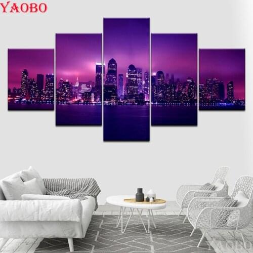 Full Square/Round 5D DIY Diamond Painting New York Panoramic Skyline Cityscape Embroidery diamond mosaic 3d Cross Stitch 5pieces